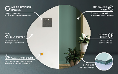 Onregelmatige spiegel zonder lijst voor aan de muur