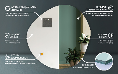 Onregelmatige spiegel zonder lijst voor aan de muur