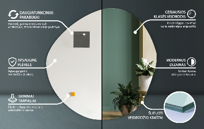 Onregelmatige spiegel zonder lijst voor aan de muur