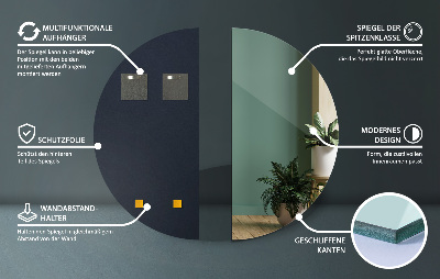 Spiegel halve cirkel zonder frame