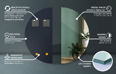 Spiegel halve cirkel zonder frame