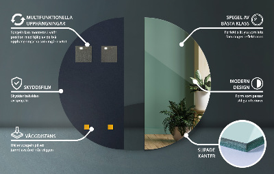 Spiegel halve cirkel zonder frame