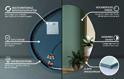 Spiegel met onregelmatige vorm met LED-verlichting