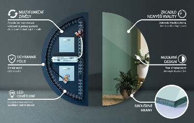 Halfronde spiegel met verlichting