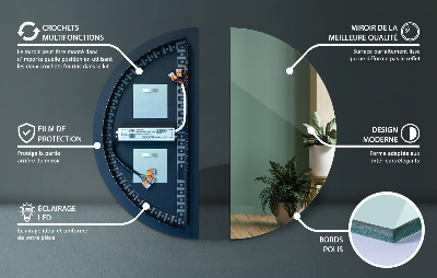 Halfronde spiegel met verlichting
