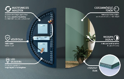 Halfronde spiegel met verlichting