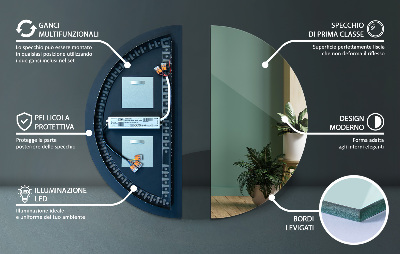 Halfronde spiegel met verlichting