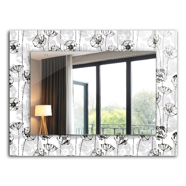Rechthoekige spiegel met print Bloemen monochroom patroon