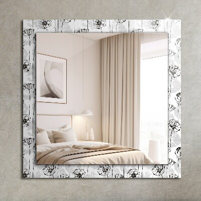 Rechthoekige spiegel met print Bloemen monochroom patroon