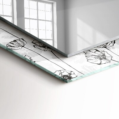 Rechthoekige spiegel met print Bloemen monochroom patroon