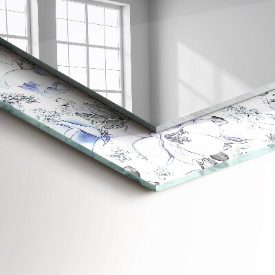 Rechthoekige spiegel met print Bloemen en bladeren