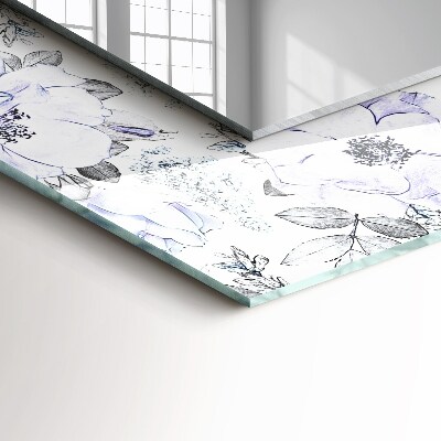 Rechthoekige spiegel met print Bloemen en bladeren