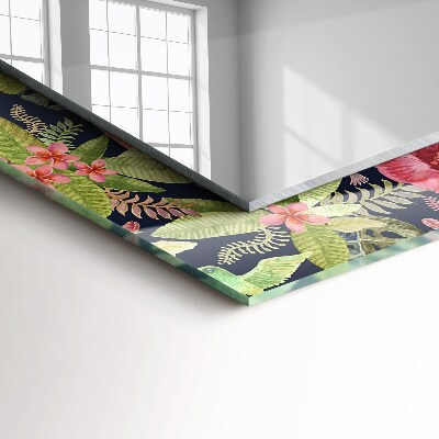 Rechthoekige spiegel met decoratie Bloemen en vogels