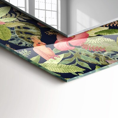 Rechthoekige spiegel met decoratie Bloemen en vogels