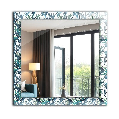 Rechthoekige spiegel met decoratie Aquarel bamboebladeren