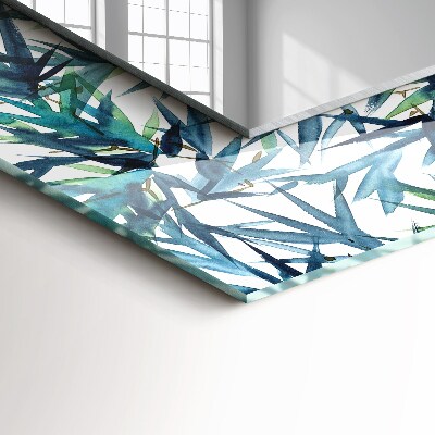 Rechthoekige spiegel met decoratie Aquarel bamboebladeren