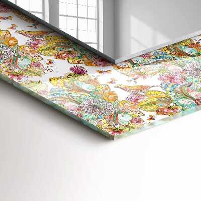 Rechthoekige spiegel met decoratie Kleurrijke vlinderbloemen