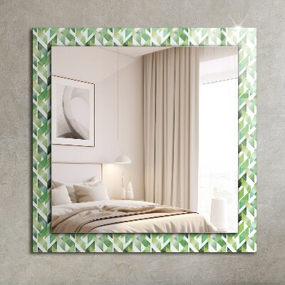 Rechthoekige spiegel met print Groen geometrisch patroon