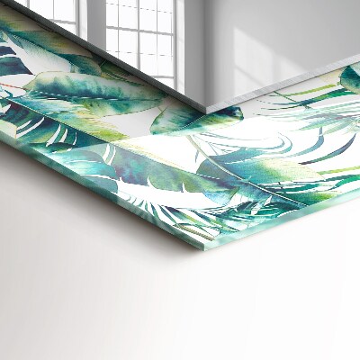 Rechthoekige spiegel met decoratie Groene tropische bladeren