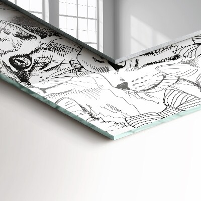 Rechthoekige spiegel met print Katten met vlinderdassen