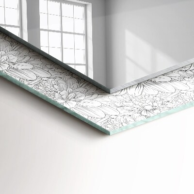 Rechthoekige spiegel met decoratie Monochroom bloemenpatroon