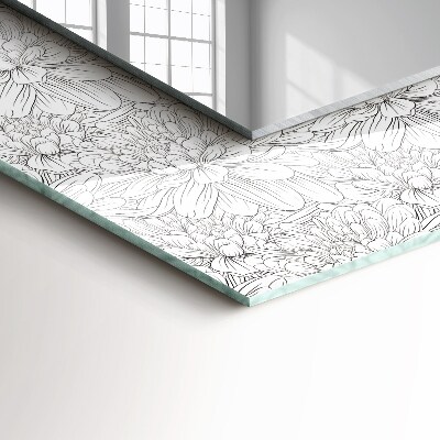 Rechthoekige spiegel met decoratie Monochroom bloemenpatroon
