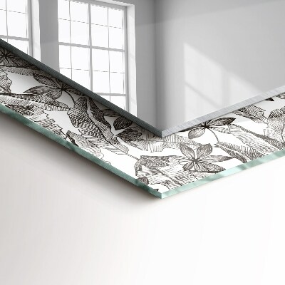 Rechthoekige spiegel met print Bladeren en bloemen