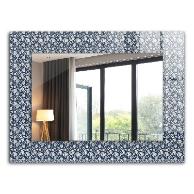 Rechthoekige spiegel met print Blauw bloemenpatroon