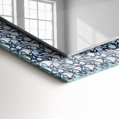 Rechthoekige spiegel met print Blauw bloemenpatroon