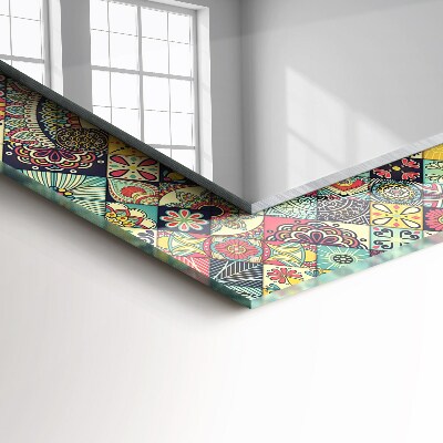 Rechthoekige spiegel met print Kleurrijke patchworkpatronen