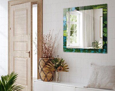 Rechthoekige spiegel met print Waterlelievijver