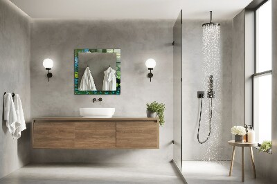 Rechthoekige spiegel met print Waterlelievijver