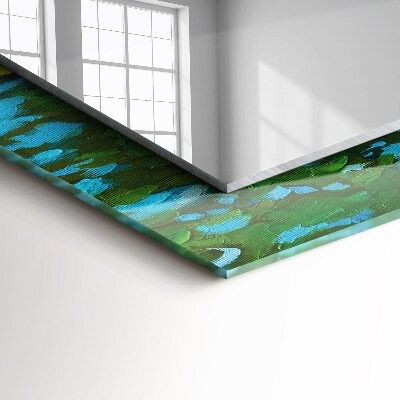 Rechthoekige spiegel met print Waterlelievijver