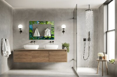 Rechthoekige spiegel met print Waterlelievijver