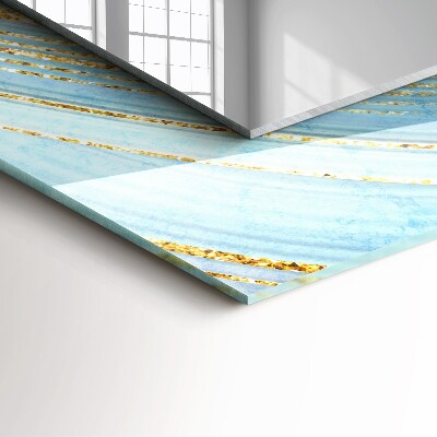 Rechthoekige spiegel met print Abstracte blauwe golven