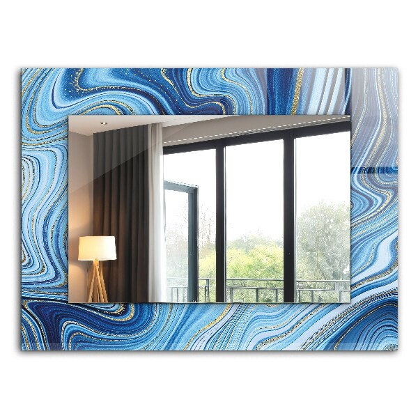 Rechthoekige spiegel met print Abstract blauw patroon