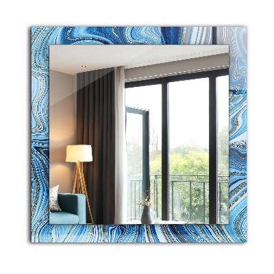 Rechthoekige spiegel met print Abstract blauw patroon