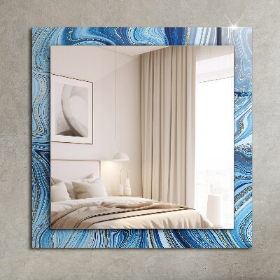 Rechthoekige spiegel met print Abstract blauw patroon