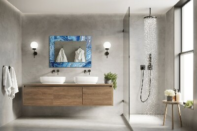 Rechthoekige spiegel met print Abstract blauw patroon