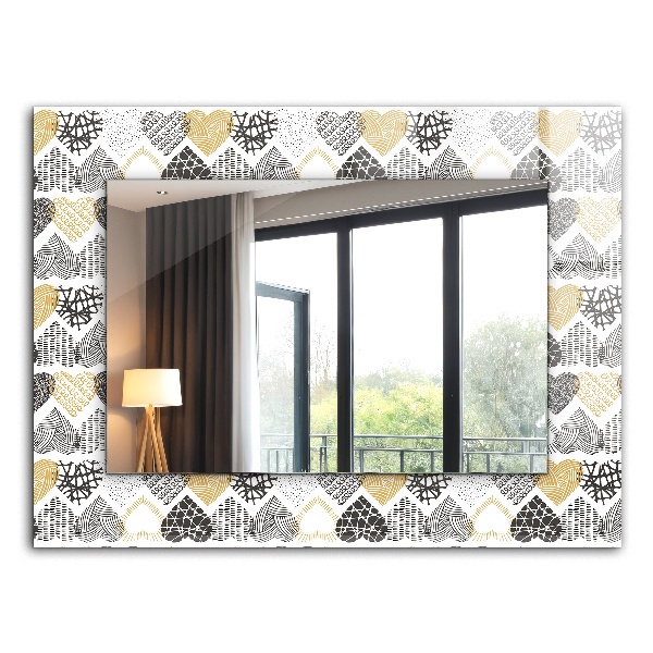 Rechthoekige spiegel met decoratie Kleurrijke harten