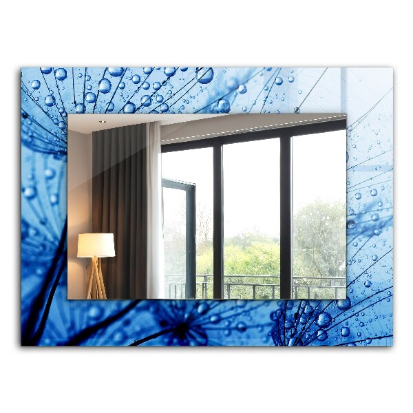 Rechthoekige spiegel met print Druppels op paardenbloemen