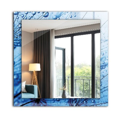 Rechthoekige spiegel met print Druppels op paardenbloemen