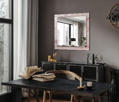 Rechthoekige spiegel met decoratie Roze marmerpatroon