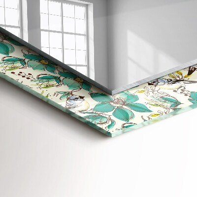 Rechthoekige spiegel met decoratie Vogels en bloemen