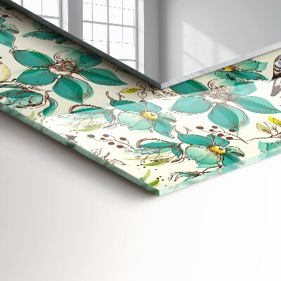 Rechthoekige spiegel met decoratie Vogels en bloemen