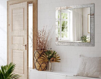 Rechthoekige spiegel met decoratie Oud hout
