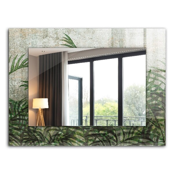 Rechthoekige spiegel met print Groene varenbladeren