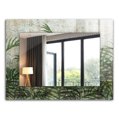 Rechthoekige spiegel met print Groene varenbladeren