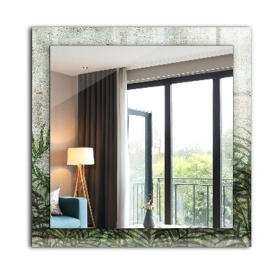 Rechthoekige spiegel met print Groene varenbladeren