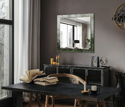 Rechthoekige spiegel met print Groene varenbladeren